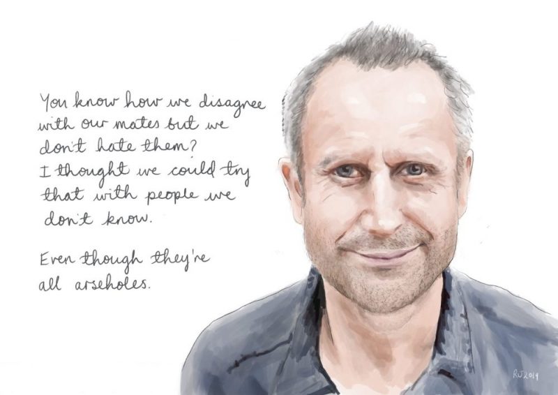 Rosie johnson illustrates jeremy hardy portrait